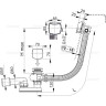 Сифон ALCAPLAST A565CRM2-120 для ванны с напуском воды через перелив, для ванн с толстыми стенками, пластик/металл, длина 120 см